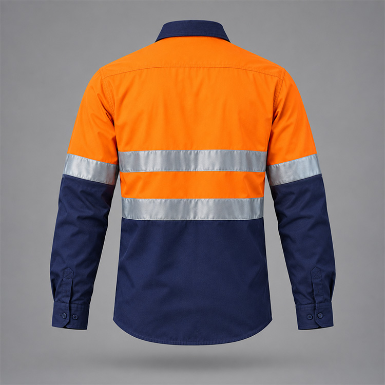 Hi-Viz 100% Cotton Vented Workshirt, back, isolated