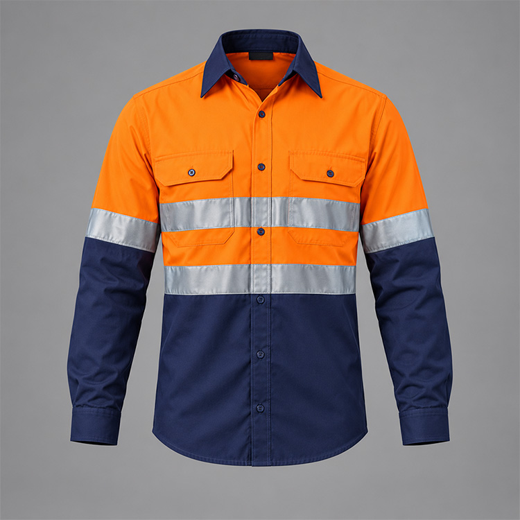 Hi-Viz 100% Cotton Vented Workshirt, front, isolated