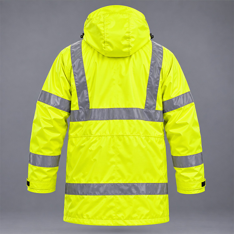 Hi-Viz Rain Jacket, back, isolated